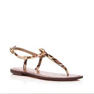 Sam Edelman Gigi Sandal Animal Print Brown Leopard Calf Leather Pony Hair